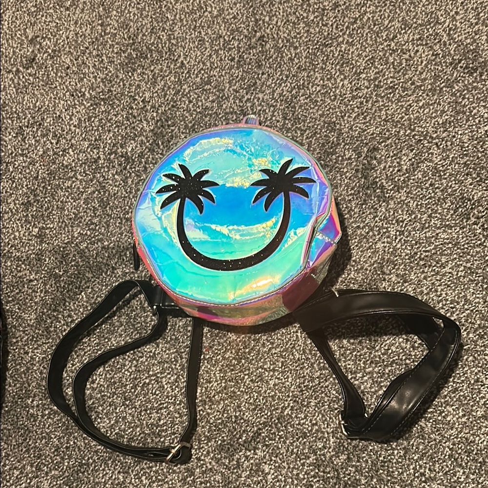 Holographic smiley face Backpack Palm Trees Smile